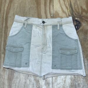 Frame cargo mini skirt 2 tone women 29 button closure @C2